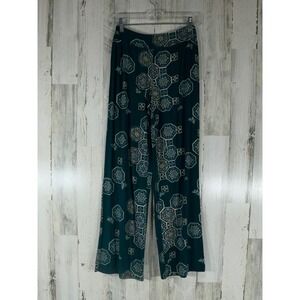 Soma Wide Leg Lounge Pants Size XS Dark Teal Floral Bee Geometric Soft Stretch